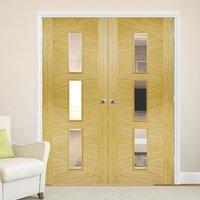 Zeus Oak Door Pair with Clear Safety Glass - Prefinished