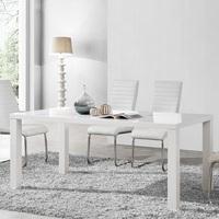 Zedan Dining Table Rectangular In White High Gloss
