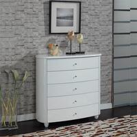 Zeta White High Gloss 5 Drawers Chest