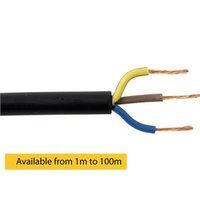 zexum 15mm 3 core rubber flex cable black round 3183trs