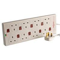 zexum 2m 8g white surge protected individually switchedextension socke ...