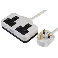 Zexum White UK 3 Pin Plug With 2 Gang 2G Socket Extension Cord Cable Lead