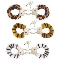 zebratigerleopard print furry handcuffs