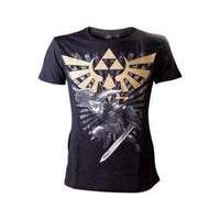 Zelda Mens Gold Link Logo Small T-shirt Black (ts221100ntn-s)