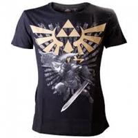 Zelda Men\'s Gold Link Logo Black T-Shirt Medium