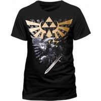 Zelda Mens Gold Link Logo T-shirt Size Large