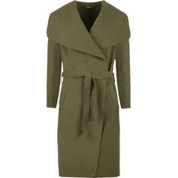 Zena Open Belted Oversized Waterfall Coat - Green