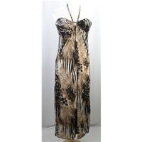 zeva size s brown animal print long dress