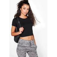 Zenara Short Sleeve Crop Top - black