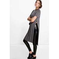 Zenna Side Split Tunic TShirt - charcoal