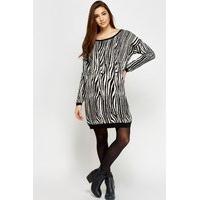 Zebra Print Knitted Jumper Dress