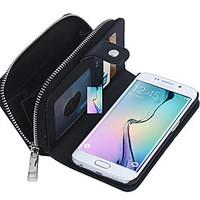 Zipper Wallet Plus Back Cover 2 in 1 Pattern Genuine Leather Wallet Cases with Cards Slots for Samsung Galaxy S6 edge
