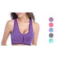 Zip-Front Seamless Sports Bra - 5 Colours