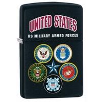 Zippo US Military Armed Forces Black Matte
