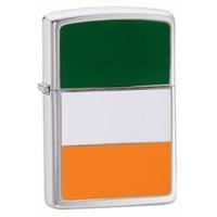 Zippo Ireland Flag Emblem Brushed Chrome Windproof Lighter