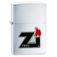 zippo windproof pewter flame emblem brushed lighter silver