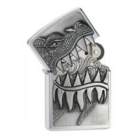 zippo surprise fire breathing dragon brushed chrome lighter