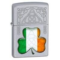 zippo irish flag shamrock silver windproof lighter