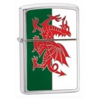Zippo Wales Flag Emblem Brushed Chrome Windproof Lighter