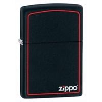 zippo logo amp boarder black matte lighter