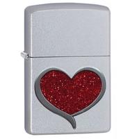 zippo classic heart satin chrome