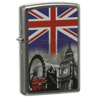 Zippo London Scene Satin Chrome Regular Lighter