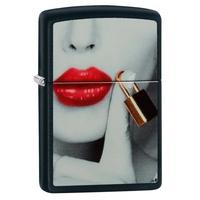 zippo locked lips black matte regular lighter