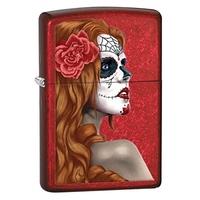 zippo day of the dead girl candy apple red windproof lighter