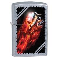 zippo skull street chrome regular lighter