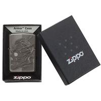 zippo unisex armor skull windproof pocket lighter black ice