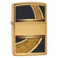Zippo Gold & Black Brushed Brass Windproof Lighter