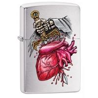 zippo gothic stabbed heart classic brushed chrome