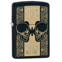 zippo facing skulls classic black matte