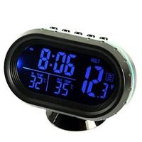 ZIQIAO Multi-Functional Car Electronic Clock/Thermometer/Voltmeter with Night Lights White Glass Screen (Random Colors)