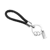 ZIQIAO 1 PC Black Leather Keychain Holder Keyring Silver Key Car Chain Rings