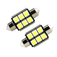 ZIQIAO White 41mm 5050 6 SMD LED C5W Car Led Auto Interior Dome Door Light Bulb Pathway lighting Work Lamp (12V/2PCS)