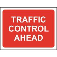 zintec 1050x750mm traffic control ahead road sign cw frame