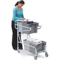 Zinc Plated Container Trolley with 2 grey containers