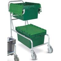 Zinc Plated Container Trolley with 2 green containers