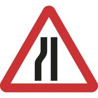 Zintec 600mm Triangular Road Narrows Left Road Sign C/W Frame