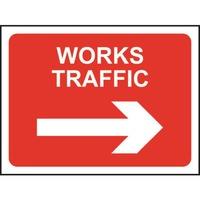 Zintec 1050 x 750mm Works Traffic Right Road Sign C/W Relevant Frame