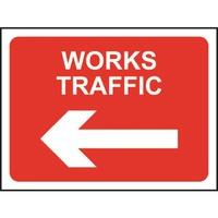 Zintec 600 x 450mm Works Traffic Left Road Sign C/W Relevant Frame