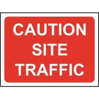 Zintec 600 x 450mm Caution Site Traffic Road Sign C/W Relevant Frame