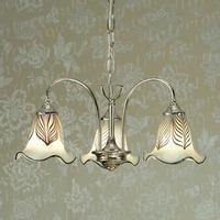 Zina 3 Light Harriet Pendant in Nickel with White Feather Glass