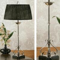 Zina Table Lamp in Nickel with Black Shade