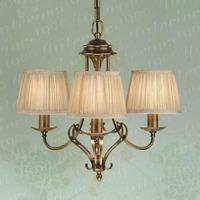 Zina 3 Light Chandelier in Brass with Beige Shades