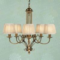 Zina 5 Light Chandelier in Brass with Beige Shades