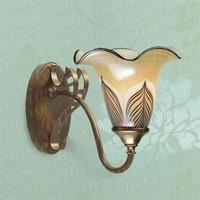 Zina Single Wall Light in Brass with Amber Feather Art Glass