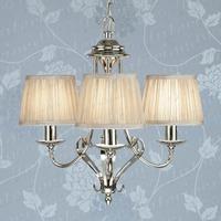 Zina 3 Light Chandelier in Nickel with Beige Shades