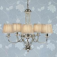 Zina 5 Light Chandelier in Nickel with Beige Shades